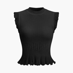 Ribbed Knit Ruffle Top NWT